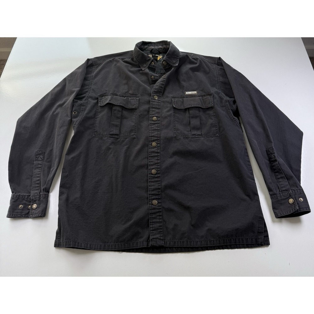 Harley Davidson Long Sleeved Work Shirt Button Up L Workwear Utility distressed